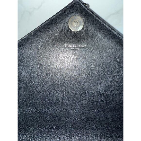 Saint Laurent College Large Matelassé Black Leather Shoulder Bag - Picture 2 of 13